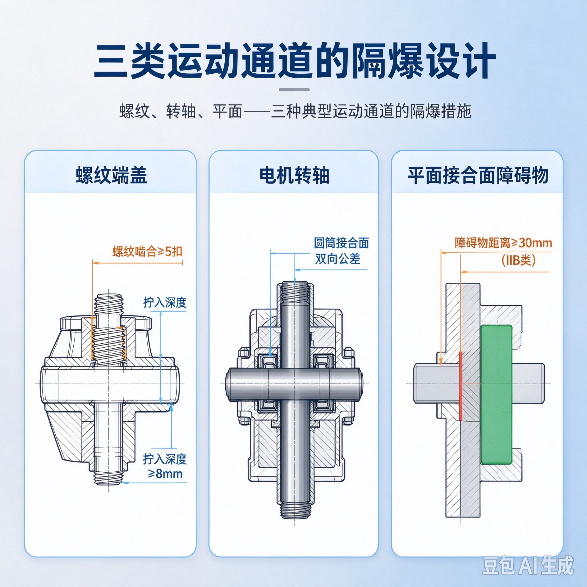 三类运动通道的隔爆设计