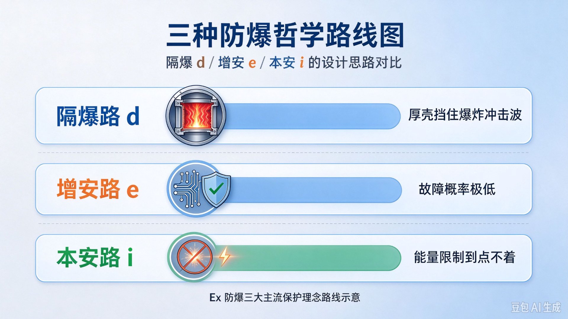 三种防爆哲学的路线图