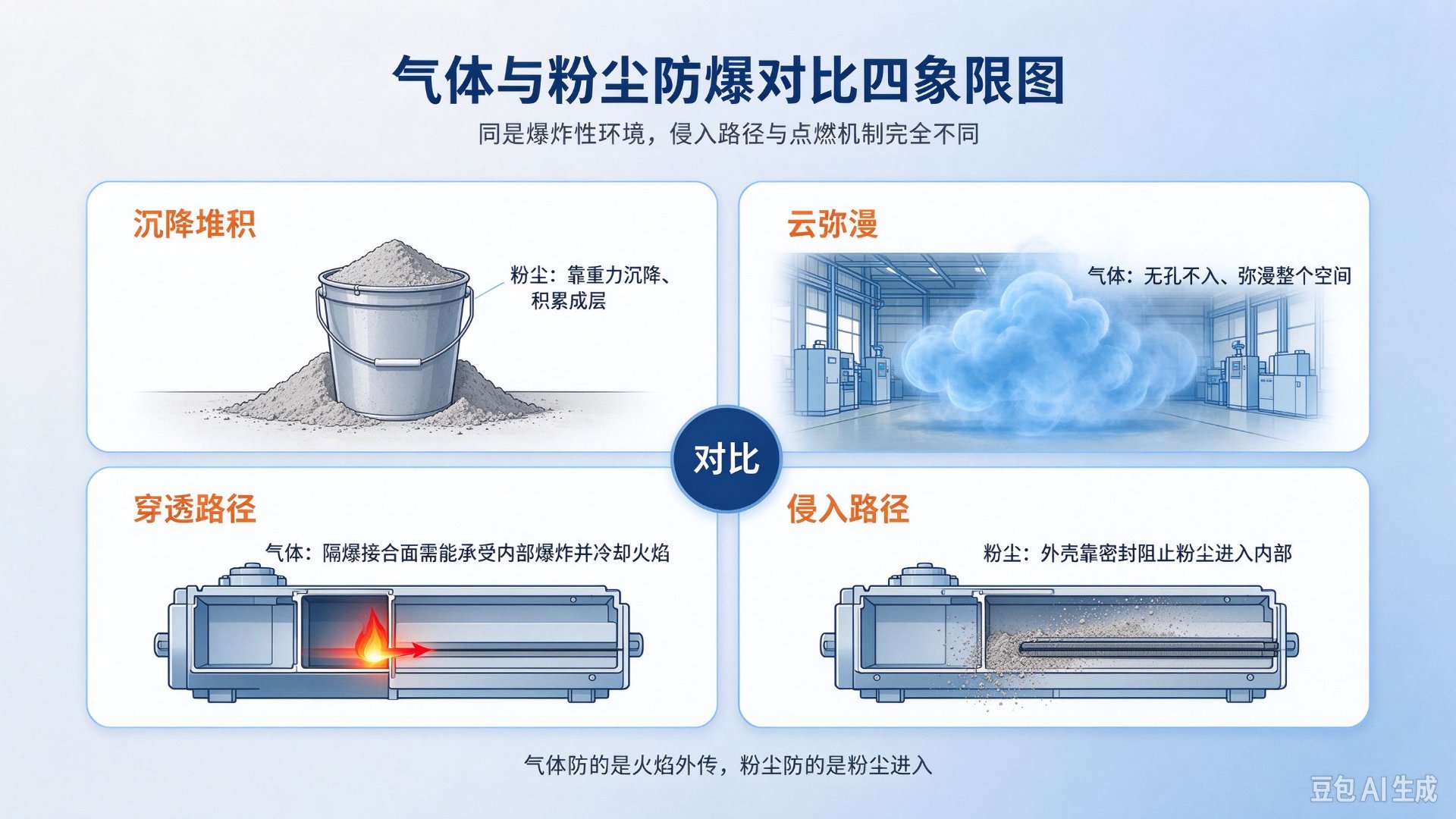 气体与粉尘防爆对比四象限图