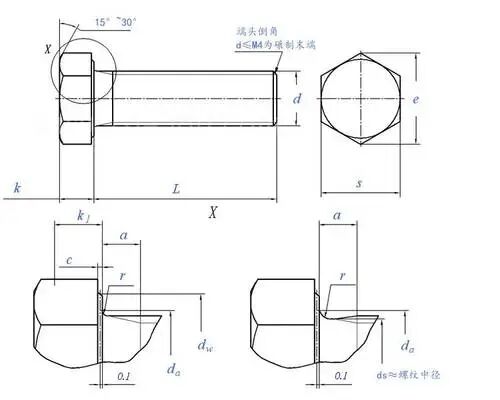 六角头螺栓机械工程图
